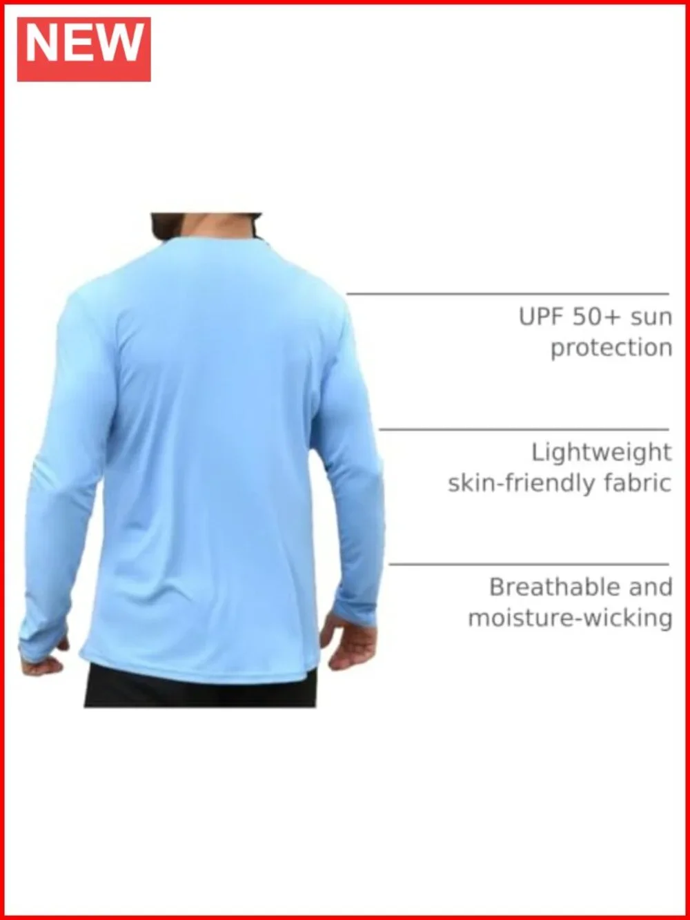 UPF 50+ Men's Rash Guard Long Sleeve Lightweight Quick-Dry Swim Shirt with